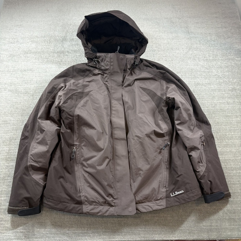 LL Bean Primaloft Ski Parka Hooded Winter Jacket Womens XL Brown 0GCF4